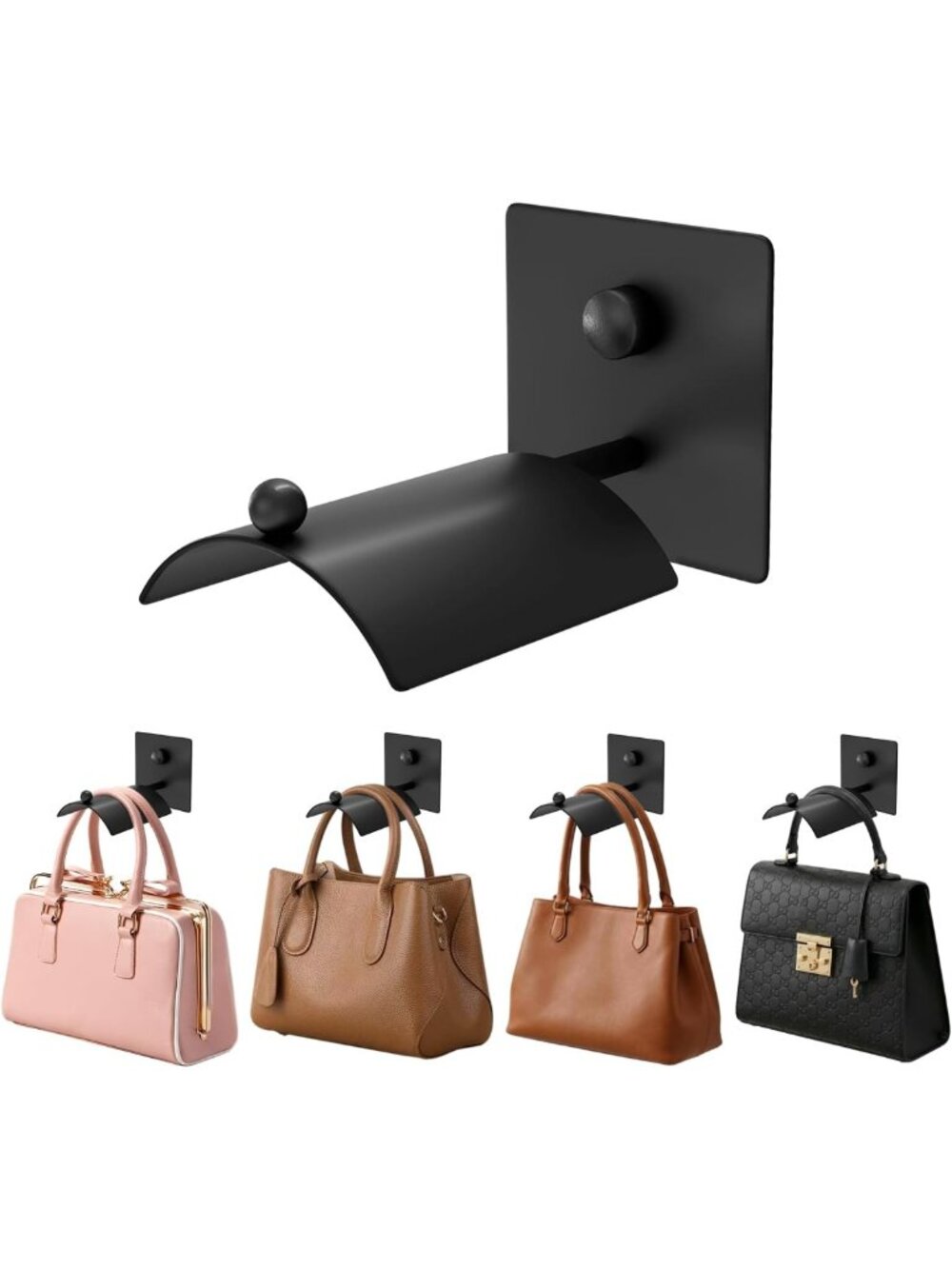 Space-Saving Wall Mounted Purse Organizer - Handbag Holder for Closet & Entryway